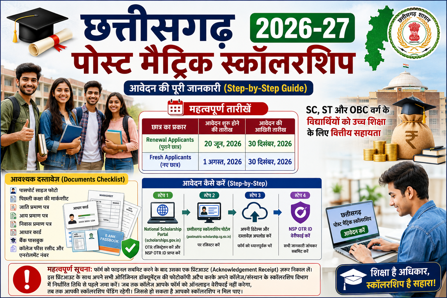 Chhattisgarh Post Matric Scholarship 2026-27